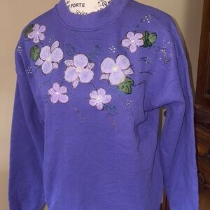 Vintage‎ 90s Sweatshirt Sizes Lager Flowers Floral Purple Women’s Size Large